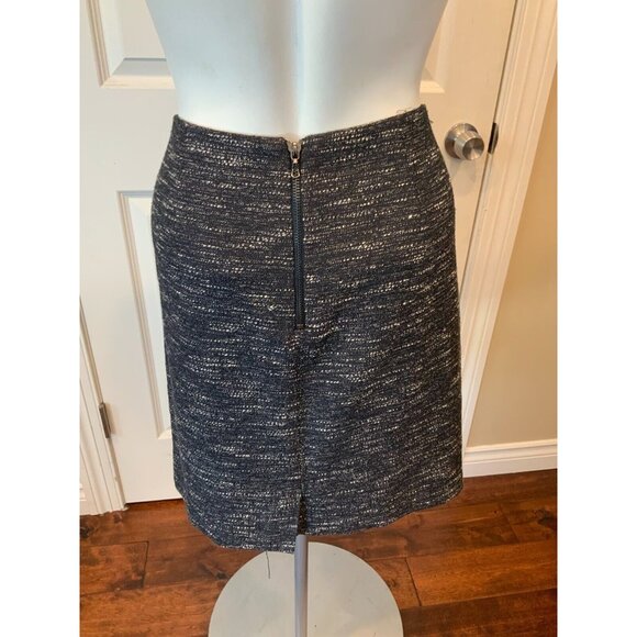 Magaschoni Collection Navy Blue & White Tweed Skirt W/ Zip Closure, Size 8 (US) - Picture 4 of 5
